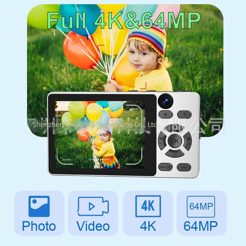 Dígital kamera diákoknak és gyerekeknek: 4K videó, selfie mód, 2.8 hüvelykes LCD, TF-kártya foglalat, fém ház. Modell A61_