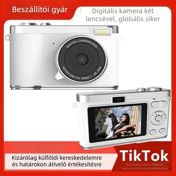 CCD-digitalis kamera kettős objektívvel, 8x optikai zoom, 2,4 hüvelykes LCD, 1080p felbontás, MicroSD-tároló, éjszakai felvétel