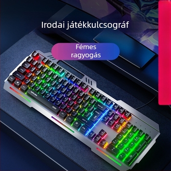INPHIC K2 kábeles billentyűzet fémből készült panellel, kapcsolók mechanikus-érzetű membrános, 104 gomb, X architektúra, háttérvilágítás, vízálló
