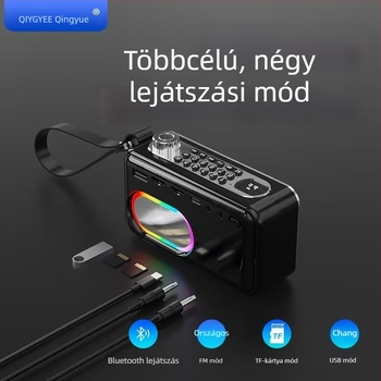 Qingyue S26 Bluetooth hangfal kettős Hi‑Fi meghajtókkal, 10W kimenet, beépített 2000–4000mAh akkumulátor, Bluetooth 5.3, 100Hz–20kHz, SNR ≥75dB