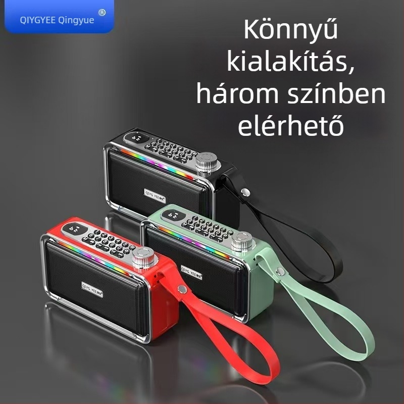 Qingyue S26 Bluetooth hangfal kettős Hi‑Fi meghajtókkal, 10W kimenet, beépített 2000–4000mAh akkumulátor, Bluetooth 5.3, 100Hz–20kHz, SNR ≥75dB