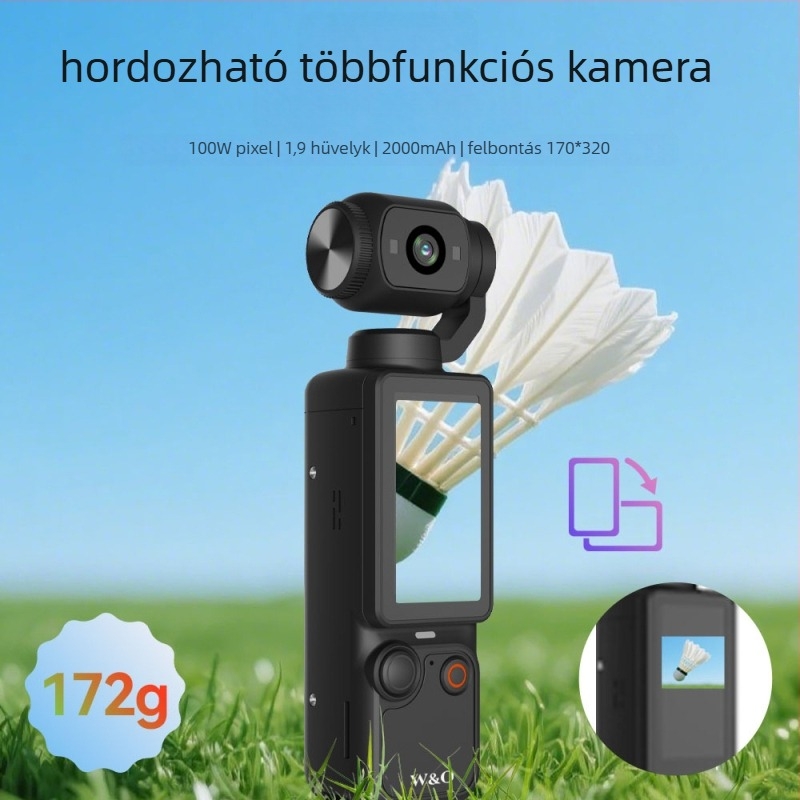 Zsebméretű sportdigitális kamera gimbal-stabilizációval vlogoláshoz | 4K felvétel, 1,9 hüvelykes LCD, 2–3 órás akkumulátor, SD-kártya