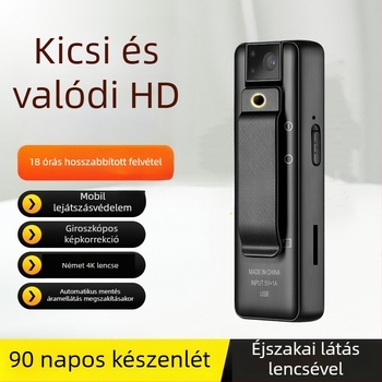 4K zsebméretű akciókamera videórekorderrel, ultra hosszú készenléti üzemmód felügyelethez és kerékpározás közbeni felvételhez