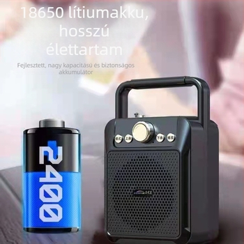 Hordozható Bluetooth hangszóró beépített mikrofonnal és rádióval | 15W kimenet, 100 Hz–20 kHz frekvenciatartomány, SNR ≥75 dB, 4000–6000 mAh akkumulátor, hatótáv 10 m