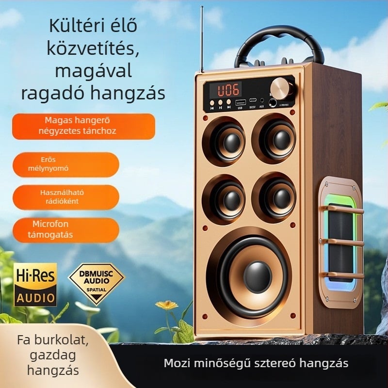 Nélküli sem Bluetooth hangszóró otthoni és kültéri használatra, 80W, 5-drajveres rendszer, beépített 2000–4000 mAh akkumulátor, Bluetooth 5.3, IPX3 vízálló