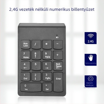 Vezeték nélküli 18-gombos digitális numerikus billentyűzet USB, vízálló mechanikus kialakítás