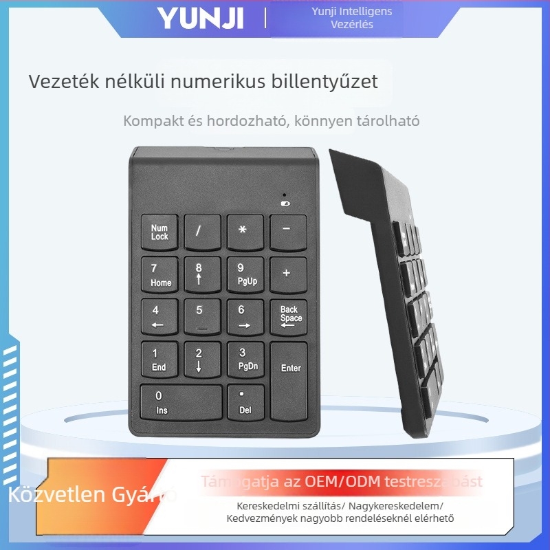 Vezeték nélküli 18-gombos digitális numerikus billentyűzet USB, vízálló mechanikus kialakítás