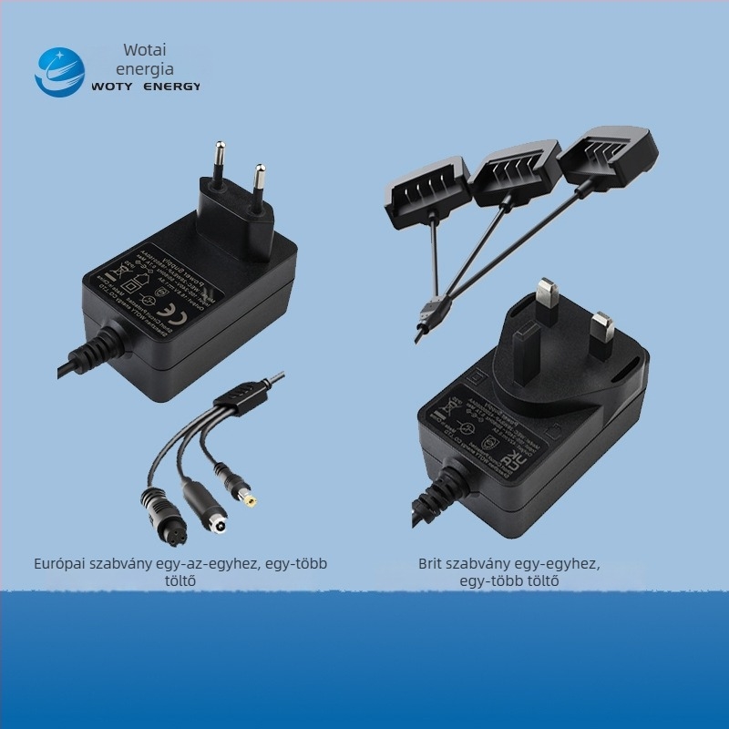 Töltő, ETL/PSE/CE tanúsítvánnyal, Wotai WEC-26W, bemenet 100-240V, kimenet DC 8.4-42V/0.1-2A, 1m kábel, közvetlen töltés