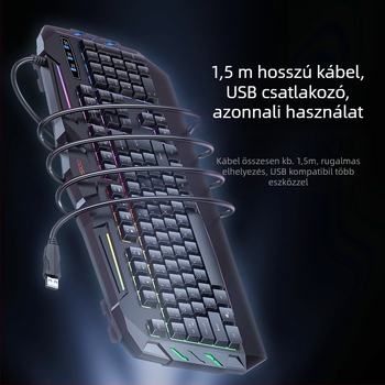 Yesido gamer billentyűzet, 104 gombos, vezetékes, egyszínű háttérvilágítás