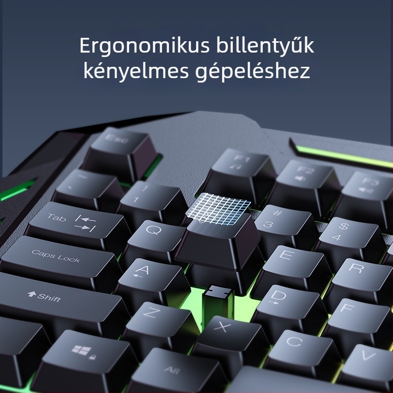 Yesido gamer billentyűzet, 104 gombos, vezetékes, egyszínű háttérvilágítás