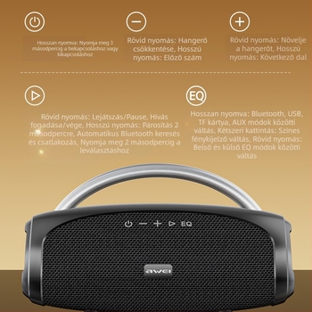 Awei KA39 Bluetooth hangszóró USB/TF kártya és 3,5 mm-es kábeles lejátszással, 2 hangszóró, 5W kimenet, Bluetooth 5.3, beépített 6000mAh akkumulátor
