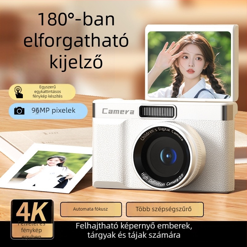 CCD digitális kamera forgatható kijelzővel; 24 MP+ CCD szenzor; 8x digitális zoom; maximális felbontás 1280×1024