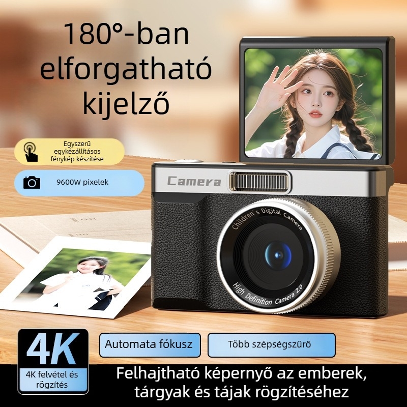 CCD digitális kamera forgatható kijelzővel; 24 MP+ CCD szenzor; 8x digitális zoom; maximális felbontás 1280×1024