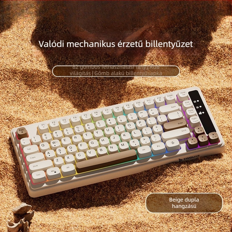 Vezetékes mechanikus billentyűzet, 98+ billentyű, zöld kapcsolók, RGB háttérvilágítás, univerzális kompatibilitás