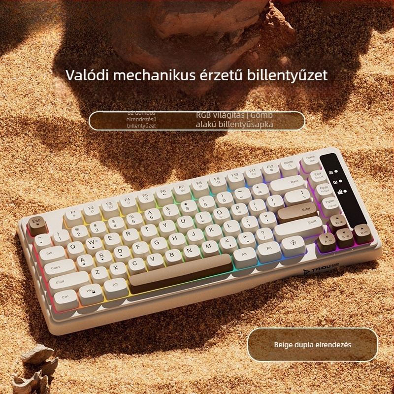 Vezetékes mechanikus billentyűzet, 98+ billentyű, zöld kapcsolók, RGB háttérvilágítás, univerzális kompatibilitás