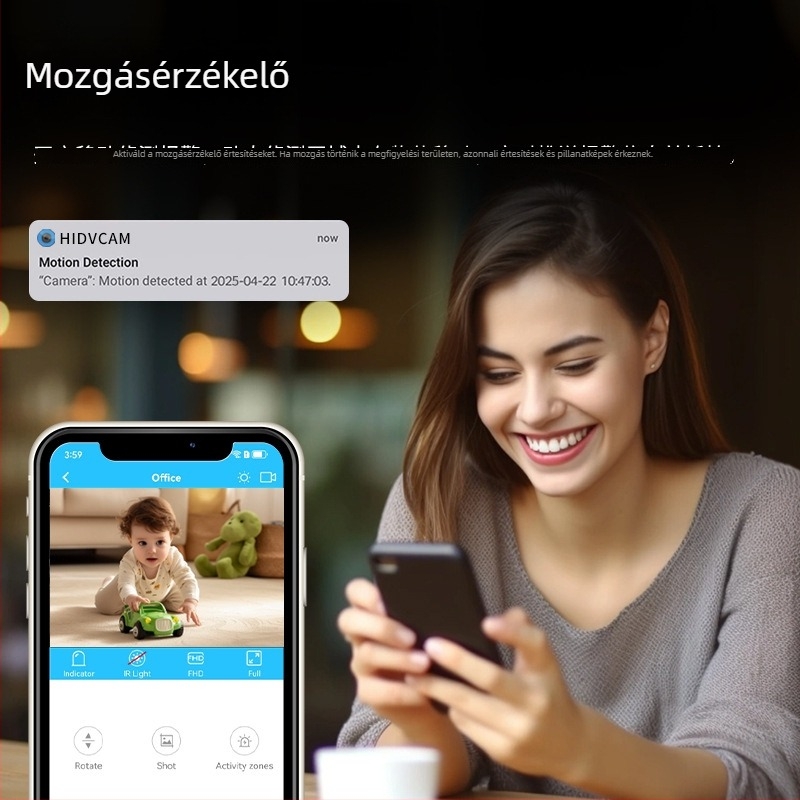 C8 kamera: HD széles látószög, vezeték nélküli Wi‑Fi, éjszakai látás, videó és fénykép rögzítés, memória kártya támogatás