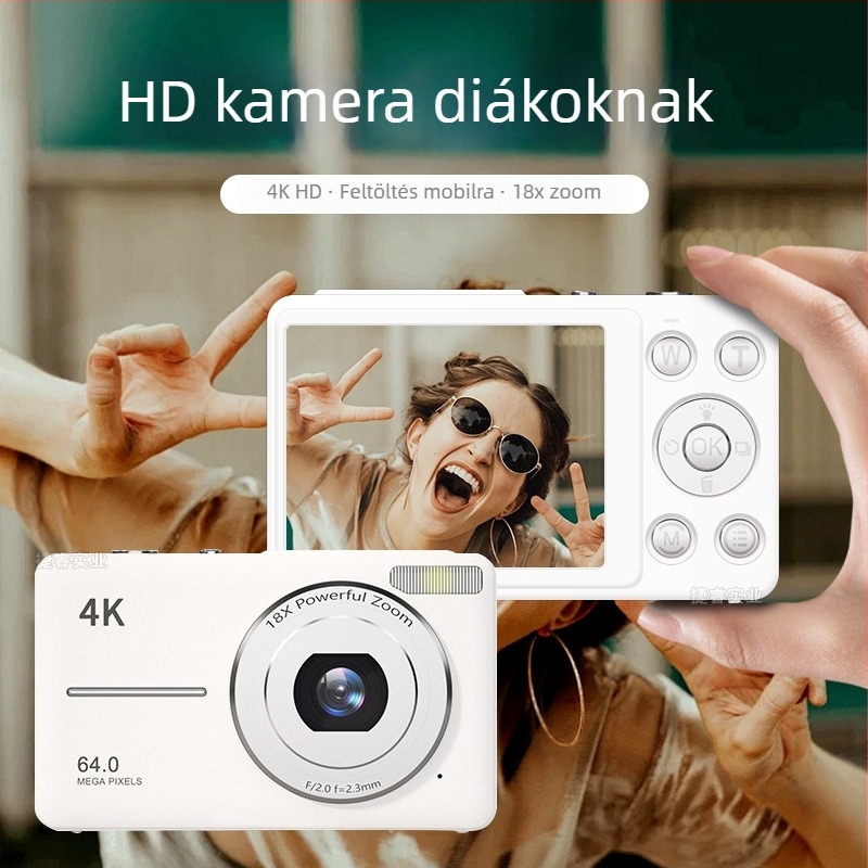 Model M5 Retro stílusú digitális kamera CCD szenzorral, 8 MP, 18x optikai zoom, 2.4 inch LCD, periszkópos objektív, elektronikus képstabilizáció, arcprioritás, makró, USB 2.0, TF kártyahely, ABS ház, hordozható utazó kamera, teljes manuális működés
