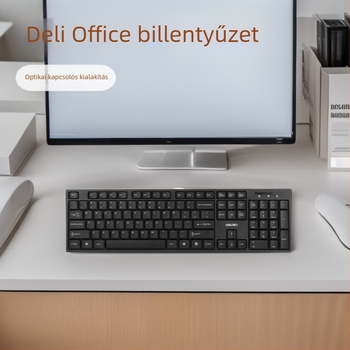 Deli 2168 vezetékes billentyűzet, 104 gomb, USB, vízálló, optikai kapcsolók, asztali számítógépre