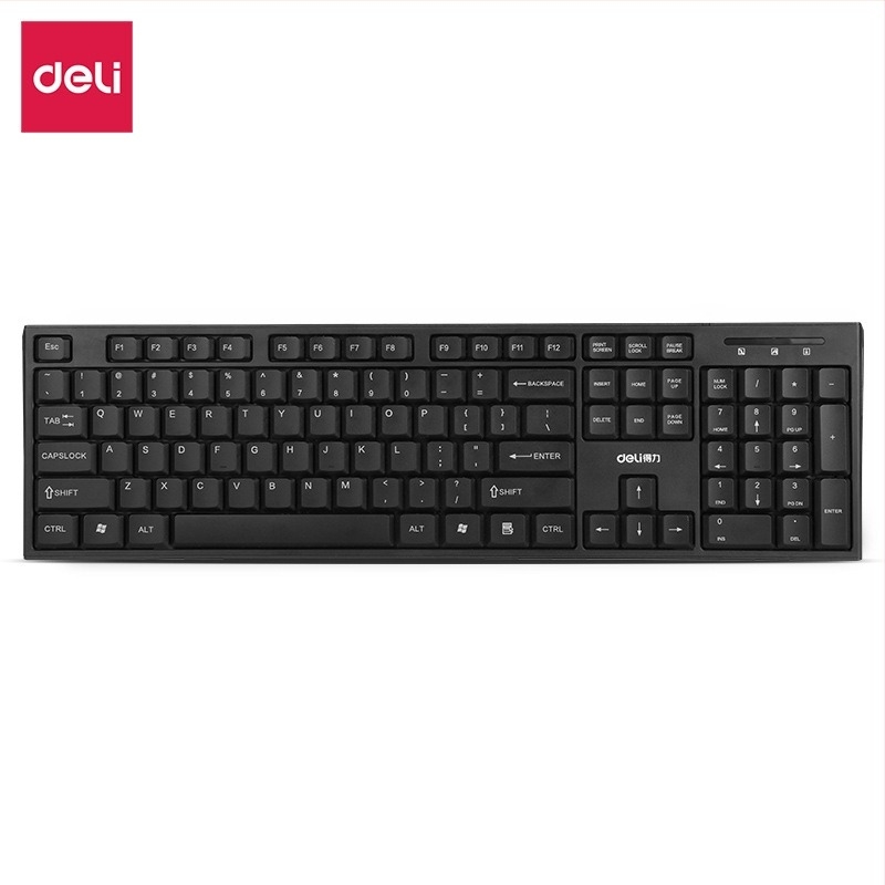 Deli 2168 vezetékes billentyűzet, 104 gomb, USB, vízálló, optikai kapcsolók, asztali számítógépre