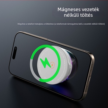 Bluetooth hangszóró mágneses vezeték nélküli töltéssel (15W) – beépített akkumulátor, hatótávolság 10 m, frekvenciatartomány 100 Hz–20 kHz, SNR ≥70 dB