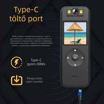 CS09 4K vezeték nélküli hordozható kamera sport és rendvédelmi felhasználásra éjjellátással, microSD és WiFi