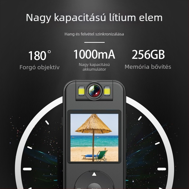 CS09 4K vezeték nélküli hordozható kamera sport és rendvédelmi felhasználásra éjjellátással, microSD és WiFi