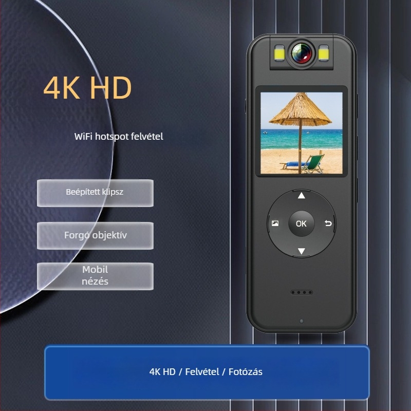 CS09 4K vezeték nélküli hordozható kamera sport és rendvédelmi felhasználásra éjjellátással, microSD és WiFi