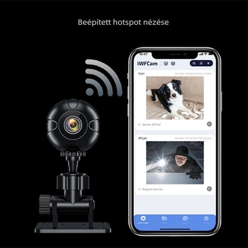 Vezeték nélküli otthoni megfigyelő kamera, kerek alak, HD videó, infravörös éjszakai látás, TF-kártya tárhely