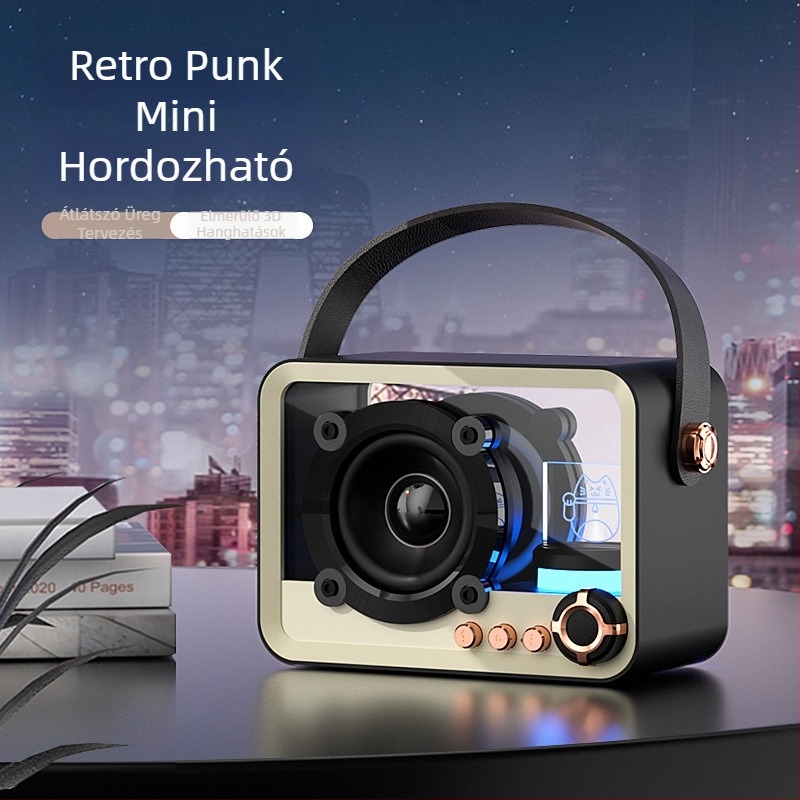 Hordozható Bluetooth hangfal beépített hangulatvilággal, 5W kimenet, BT 5.2, 100 Hz–20 kHz, SNR ≥85 dB, beépített 1200–2000 mAh akkumulátor