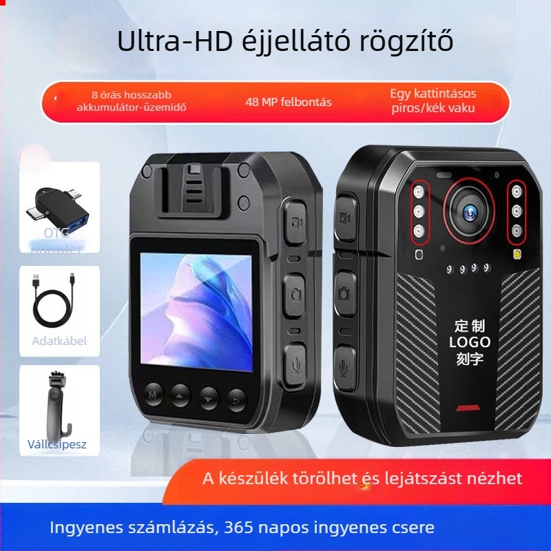 4K robbanásbiztos rendőrségi testkamera, hordozható, hosszú üzemidejű akkumulátor, éjszakai látás és infravörös felvétel