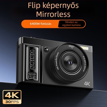 4K-s digitális tükör nélküli kamera kihajtható selfie-képernyővel, több színben, diákoknak és campusfotózáshoz
