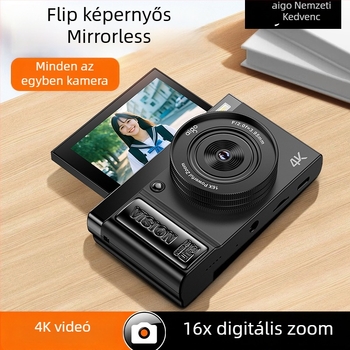 4K-s digitális tükör nélküli kamera kihajtható selfie-képernyővel, több színben, diákoknak és campusfotózáshoz