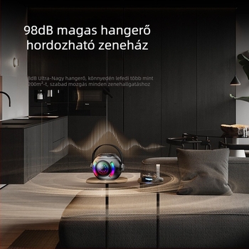 Bluetooth hangszóró mélynyomóval és LED-fényekkel – Mini hordozható kültéri hangrendszer (5W, Bluetooth 5.3, 100Hz-20kHz, SNR ≥85dB, 10 m hatótáv)