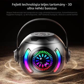 Bluetooth hangszóró mélynyomóval és LED-fényekkel – Mini hordozható kültéri hangrendszer (5W, Bluetooth 5.3, 100Hz-20kHz, SNR ≥85dB, 10 m hatótáv)