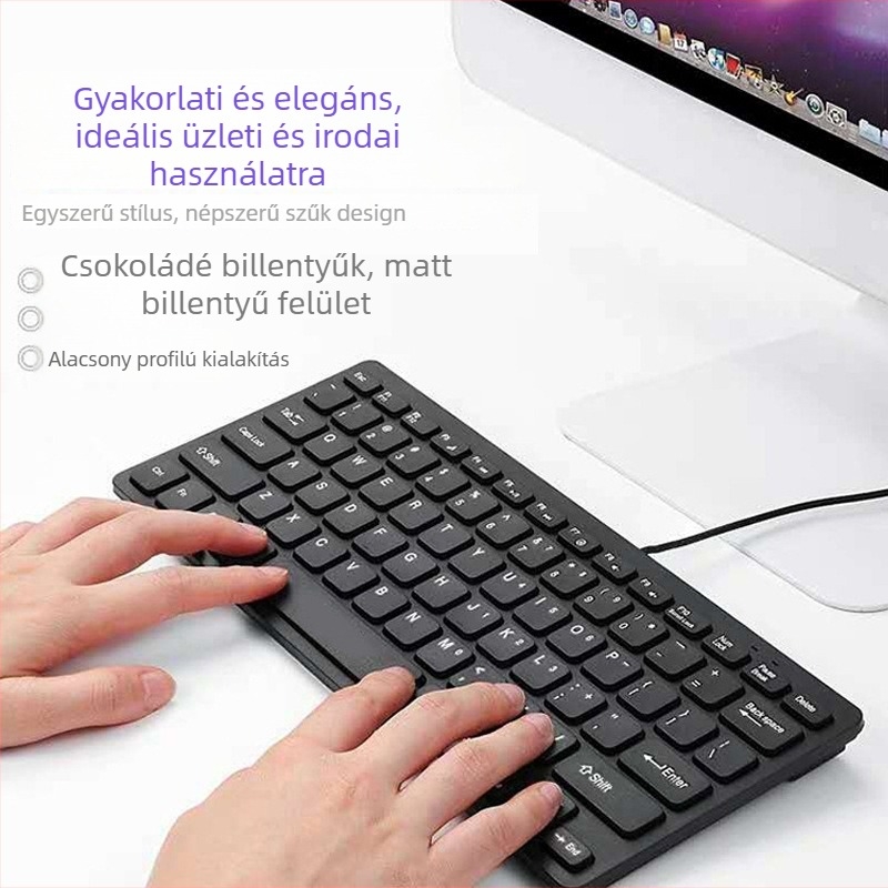 Kábeles USB billentyűzet, 87 billentyű, kompakt kiosztás, asztali számítógéphez, vízálló, fehér tengelykapcsolók, 1,35 m kábel