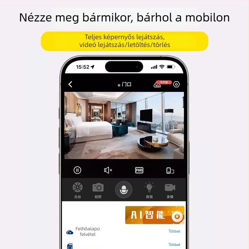 Vezeték nélküli éjszakai megfigyelő kamera Wi-Fi-vel, felbontás 2304x1296P, 3CMOS szenzor, 1.5-inch LCD