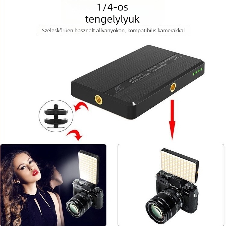 ST-120 LED töltőfény telefonhoz/DSLR-hez – hordozható világítás élő közvetítéshez, 10–50W, 3.7V, három színhőmérséklet, kézi üzemmód