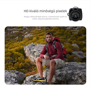 Mini kamera videózásra és fotózásra, modell Y2000, TF-kártya tárhely, 1 MP-ig terjedő szenzorra, műanyag test, 3-5 órás akkumulátor-üzemidő