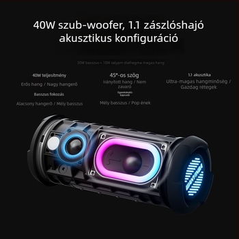Wanyinba M9 Bluetooth hangszóró – IPX7 vízálló, 40W kimenet, beépített 6000mAh akkumulátor, Bluetooth 5.3, 4 hangszóró