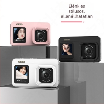 4K digitális fényképezőgép kezdőknek, kettős kijelzővel, selfie-videó és szépségfunkcióval, 18x digitális zoom