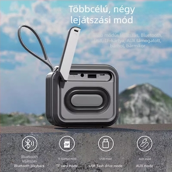 Hordozható Bluetooth hangszóró kültéri használatra IPX7, Bluetooth 5.3, 5W, 8 órás lejátszás, MP3/USB támogatás