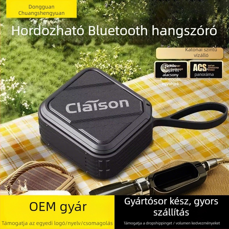 Hordozható Bluetooth hangszóró kültéri használatra IPX7, Bluetooth 5.3, 5W, 8 órás lejátszás, MP3/USB támogatás
