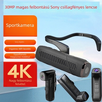 Fejre szerelhető sportkamera Wi-Fi-vel, CMOS szenzorral, 1080p felbontással, dupla stabilizációval, MicroSD tárhellyel