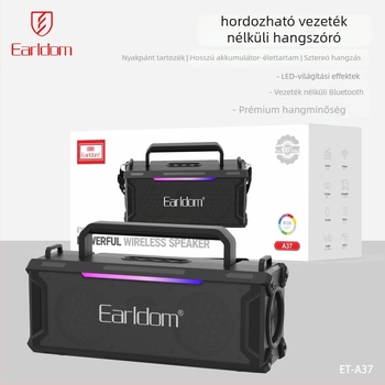 Beépített mélynyomóval és LED-fénnyel ellátott Bluetooth hangfal, 30W, IPX5, Bluetooth 5.3, 100Hz-20kHz, 2000–4000mAh akkumulátor