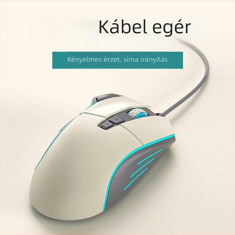 Vezetékes e-sport gaming egér 8 gombos, LED világítással, DPI négy szinttel PC-hez és laptophoz