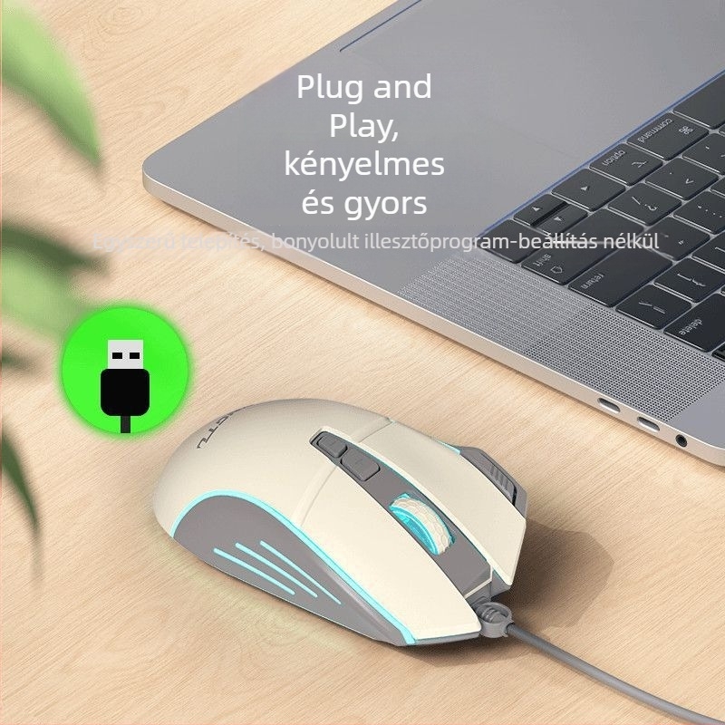 Vezetékes e-sport gaming egér 8 gombos, LED világítással, DPI négy szinttel PC-hez és laptophoz