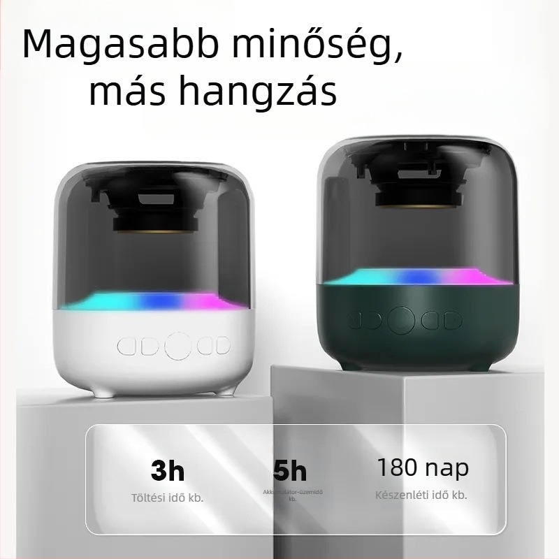Bluetooth hangszóró diafragmás hangkürtővel, subwooferrel, hosszú akkumulátor-üzemidővel és hangulatos világítással