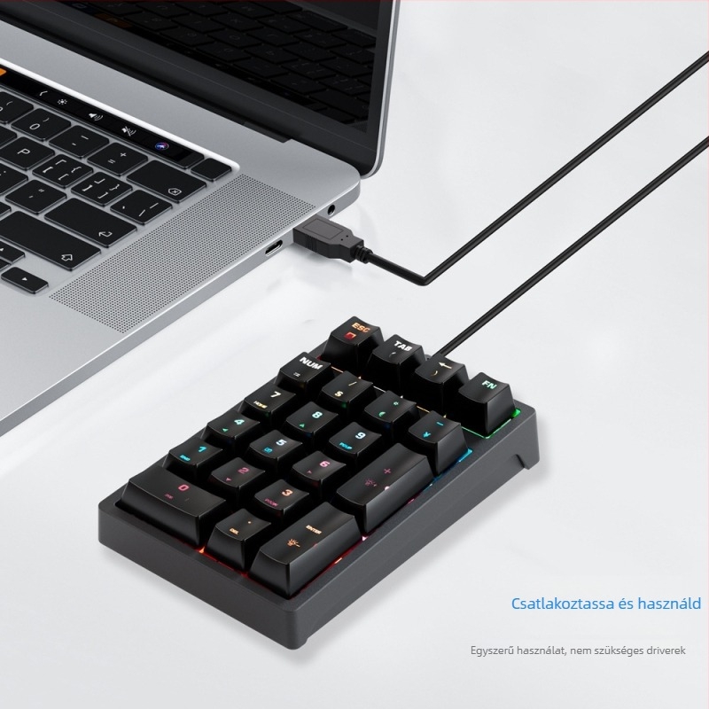 21-gombos mechanikus numerikus billentyűzet USB-s kapcsolattal, RGB háttérvilágítás, vízálló kivitel