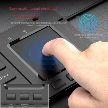 Trackballos érintéses ipari billentyűzet, USB/PS2 interfész, 88–98 billentyű, kábeles, vízálló