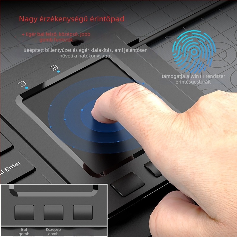 Trackballos érintéses ipari billentyűzet, USB/PS2 interfész, 88–98 billentyű, kábeles, vízálló